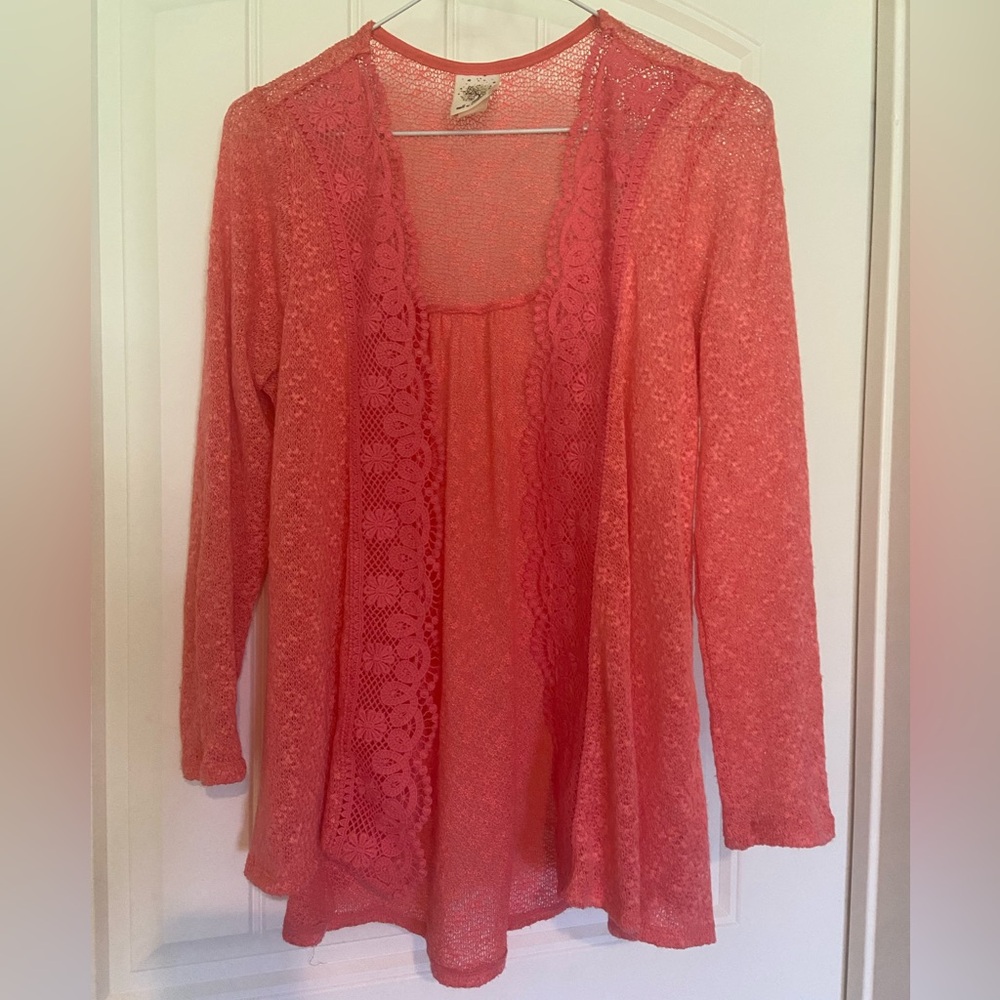 Pink lace cardigan